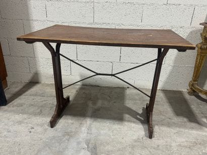 Rectangular bistro table, oak top, cast-iron...