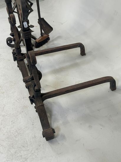 Important pair of cast-iron and metal andirons...
