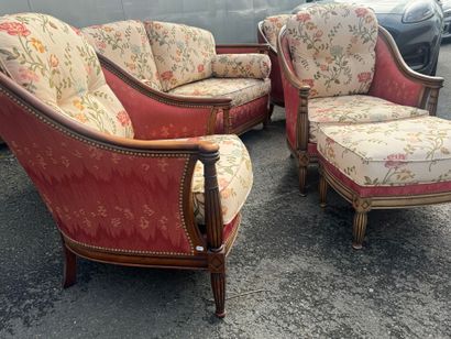 Stained beech salon furniture including a...
