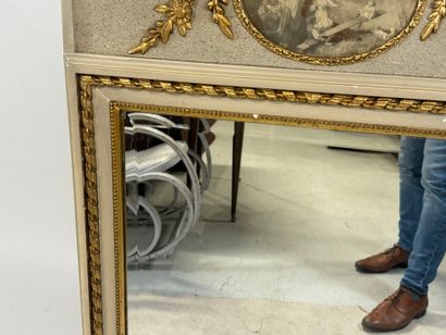 Lacquered and molded wood trumeau decorated...
