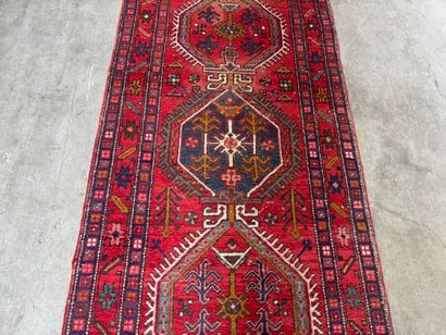 Large hand-knotted wool gallery decorated...
