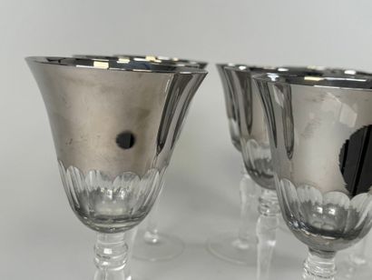 Series of ten faceted glass tasting glasses...