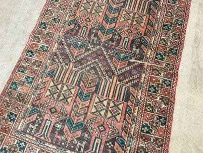 Small hand-knotted wool gallery rug with...