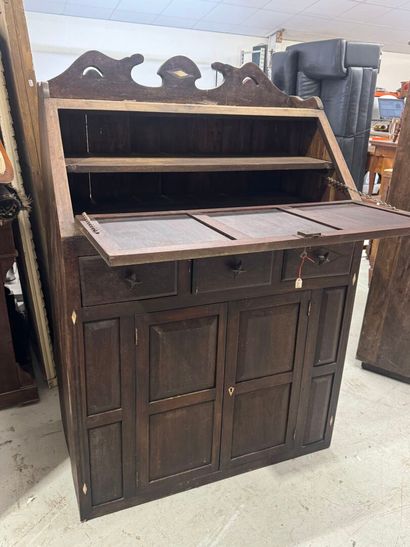 Sloping desk in molded wood and inlaid bone...