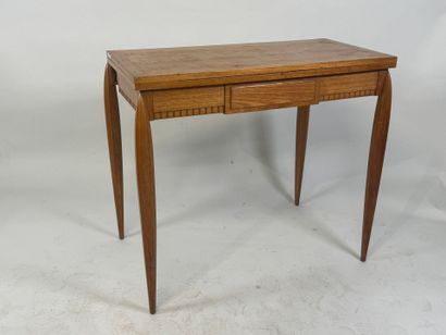 Natural wood games table, tapered legs.
73.5...