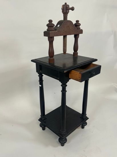 Binding press cabinet in blackened and stained...