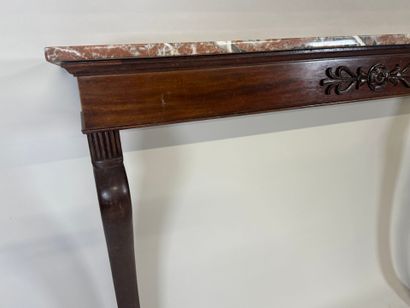 Large rectangular console in molded and carved...
