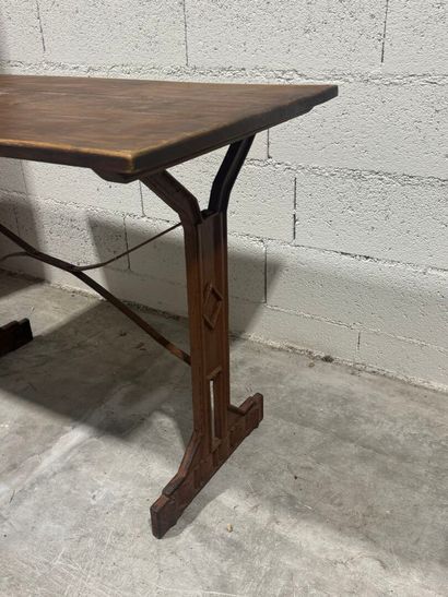 Rectangular bistro table, oak top, cast-iron...
