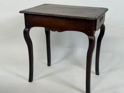 Small molded oak table opening with one drawer.
64...