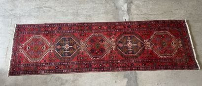 Large hand-knotted wool gallery decorated...