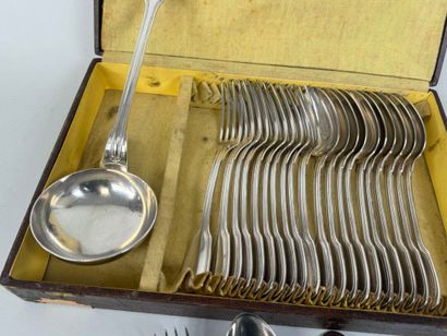 Set of twelve silver-plated table settings...