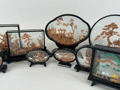 ASIA, 20th century.
Set of eleven cut cork...