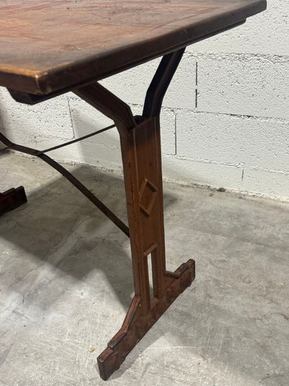 Rectangular bistro table, oak top, cast-iron...
