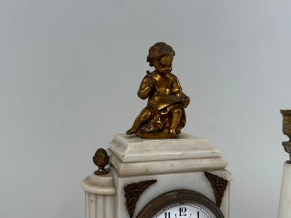 White marble, bronze and brass set decorated...