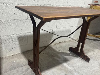 Rectangular bistro table, oak top, cast-iron...