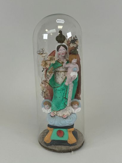 Globe en verre bombé, l'intérieur figurant...