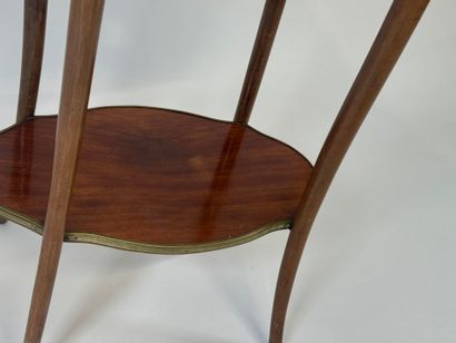 Small wooden flying table, marble top, bronze...