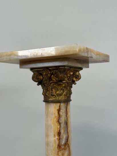 Onyx and bronze column, square base, column...
