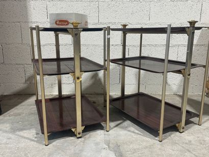 TEXTABLE, France.
Two brass and formica folding...