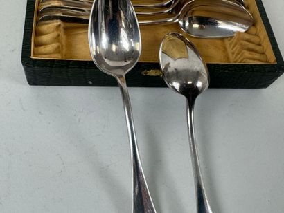 Twelve small spoons in silver-plated metal,...