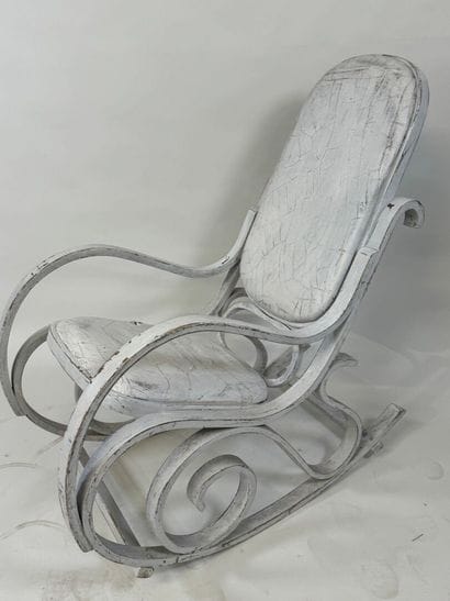 Bentwood rocking chair with painted leatherette...