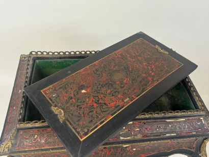 Planter in blackened wood and brass fillet...