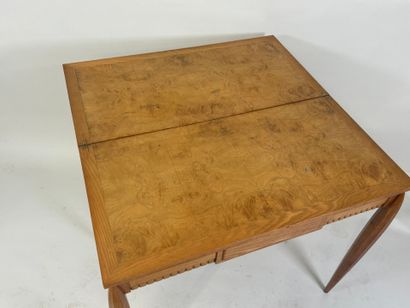 Natural wood games table, tapered legs.
73.5...