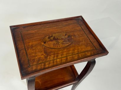 Small table in wood and marquetry decorated...