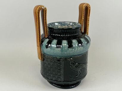 Large earthenware cache-pot or vase with...