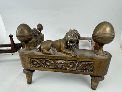 Pair of cast-iron and chased gilt bronze...