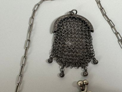 Large silver-plated evening bag with chased...