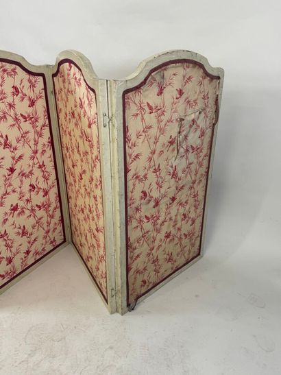 Four-leaf folding screen in molded and lacquered...