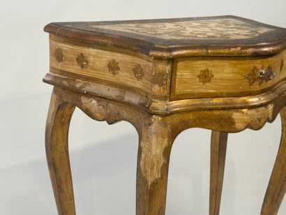 Small molded and gilded wood bedside table...