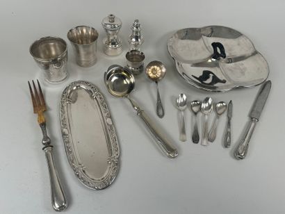 Lot of silver-plated metal including kettledrums,...