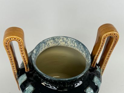 Large earthenware cache-pot or vase with...