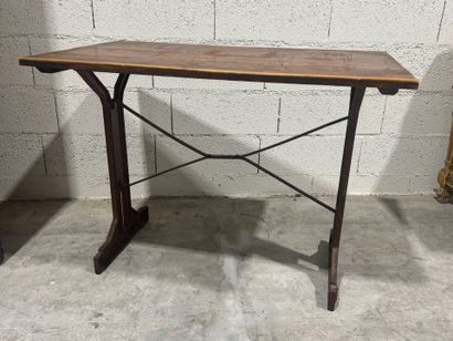 Rectangular bistro table, oak top, cast-iron...