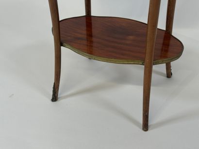 Small wooden flying table, marble top, bronze...
