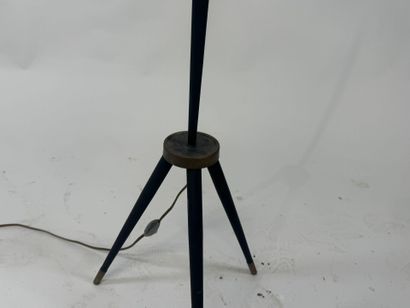 Tripod floor lamp base in black metal and...