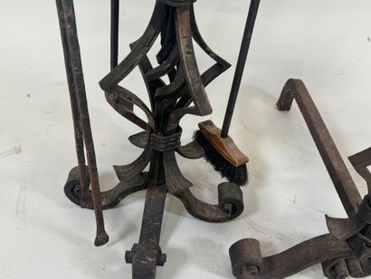Important pair of cast-iron and metal andirons...