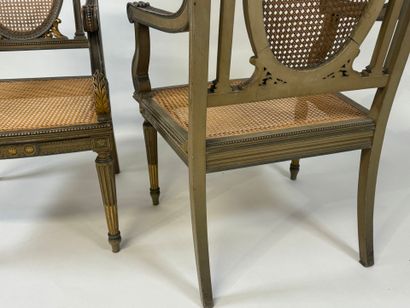 Pair of molded and lacquered wood armchairs...