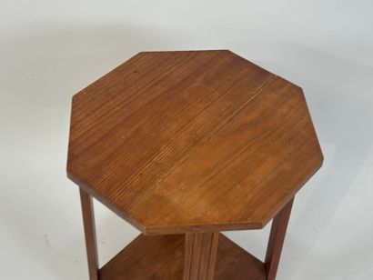 Small octagonal pedestal table in molded...