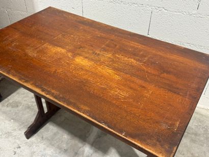 Rectangular bistro table, oak top, cast-iron...