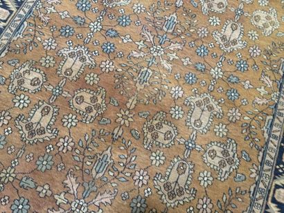 Hand-knotted wool rug decorated with foliage...