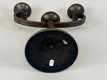 Two-light metal candlestick, circular base,...