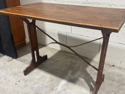 Rectangular bistro table, oak top, cast-iron...