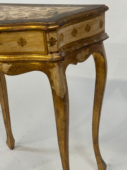 Small molded and gilded wood bedside table...