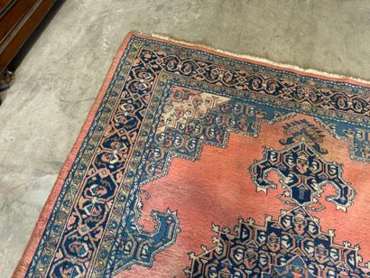 Large hand-knotted wool rug with stylized...