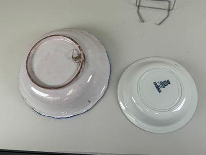 Two earthenware salad bowls, one SARREGUEMINES...