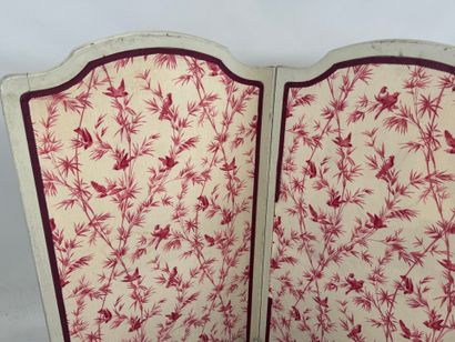 Four-leaf folding screen in molded and lacquered...