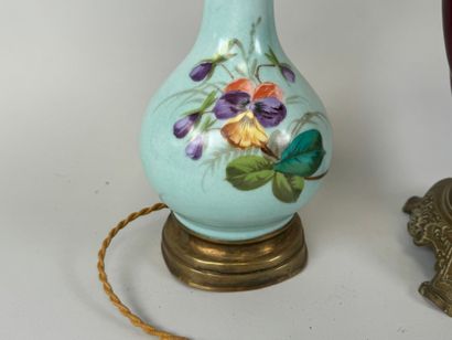 Two polychrome porcelain lamps decorated...